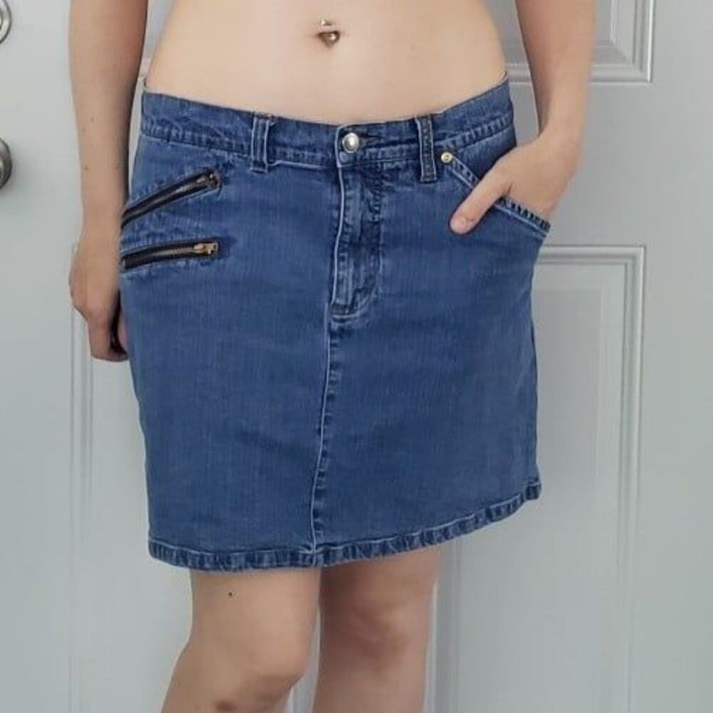 Y2K Zipper Detail‎ Denim Miniskirt